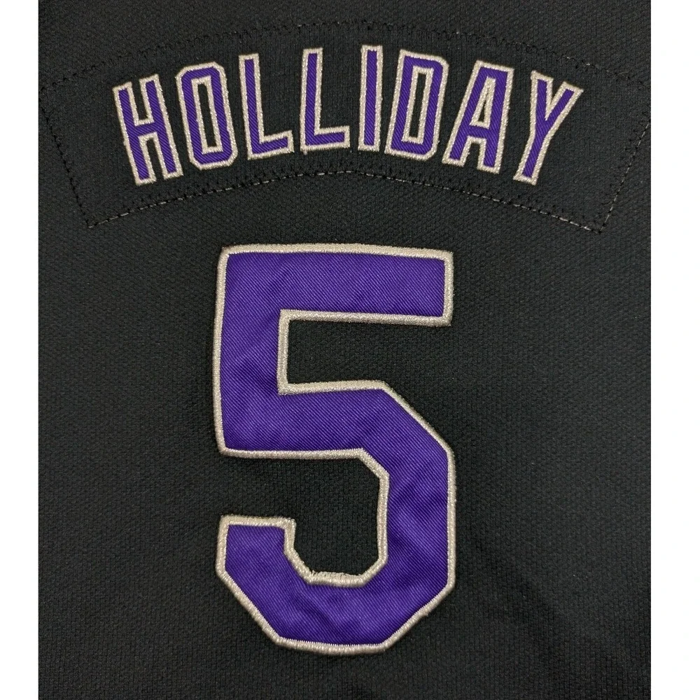 Nike Team Colorado Rockies Matt Holliday #5 Black Baseball Jersey Womens Size L